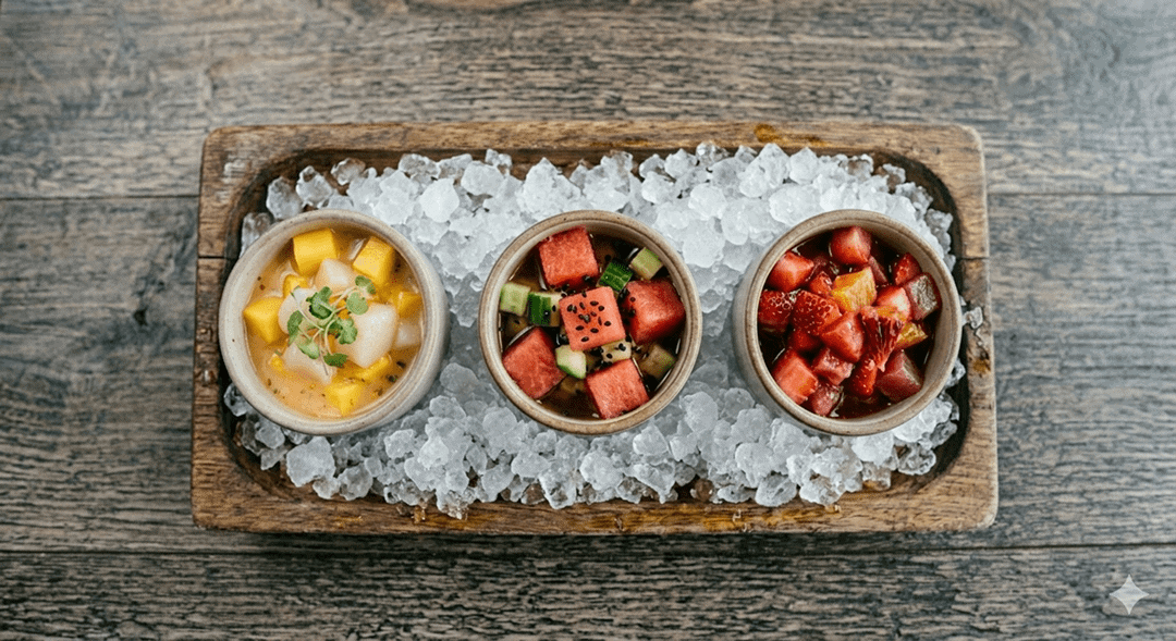 mango watermelon and strawberry dessert