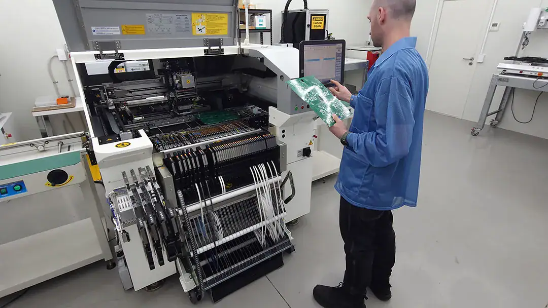 PCB Assembly close-up – Electronic circuit board soldering