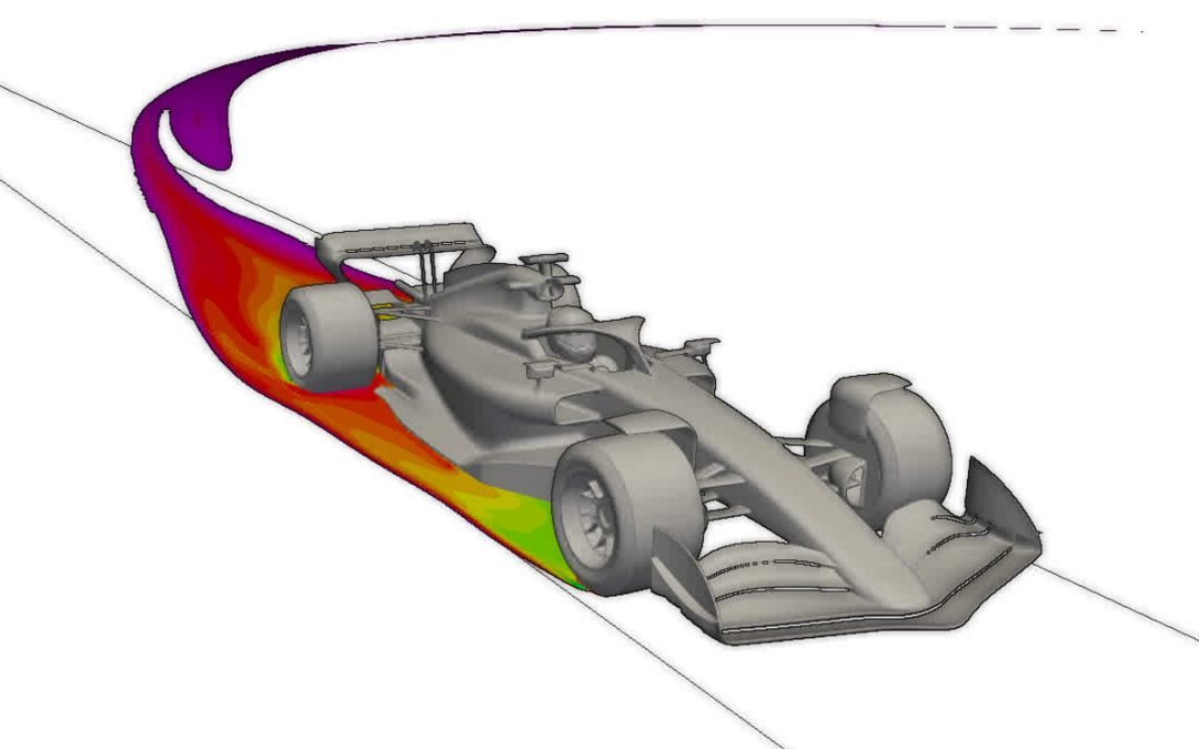 CFD simulation of race car in corner flow