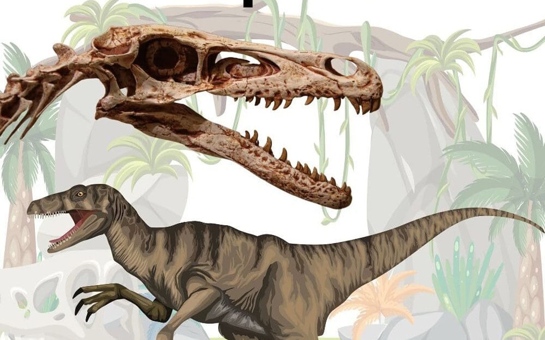 velociraptor soul with full velociraptor dinosaur with a prehistoric background