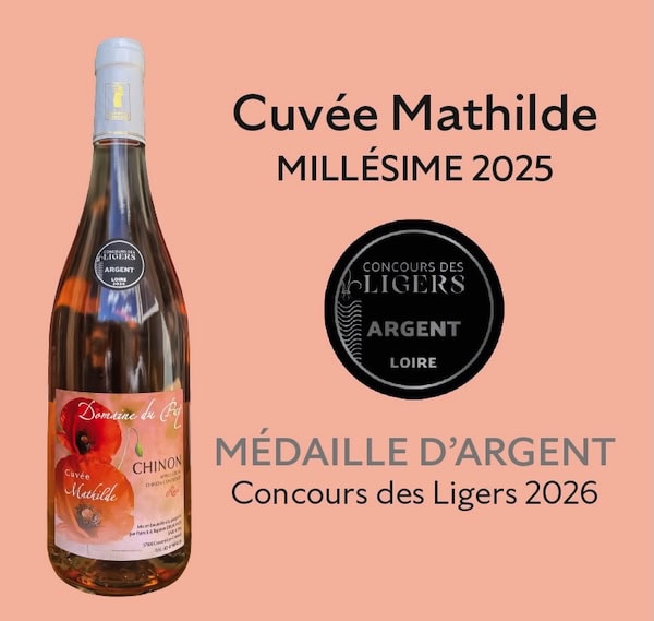 Médaille d’Argent sur le Chinon rosé 2025 “Cuvée Mathilde” – Concours Interloire 2026
