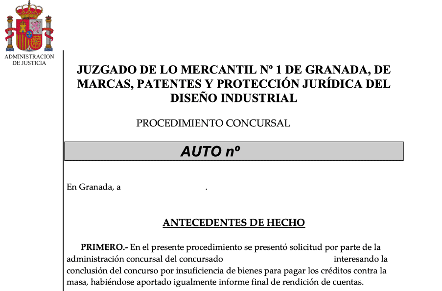 El Juzgado de lo Mercantil de Granada concede la exoneración de una deuda de 149.500 € a una familia gracias a la Ley de Segunda Oportunidad