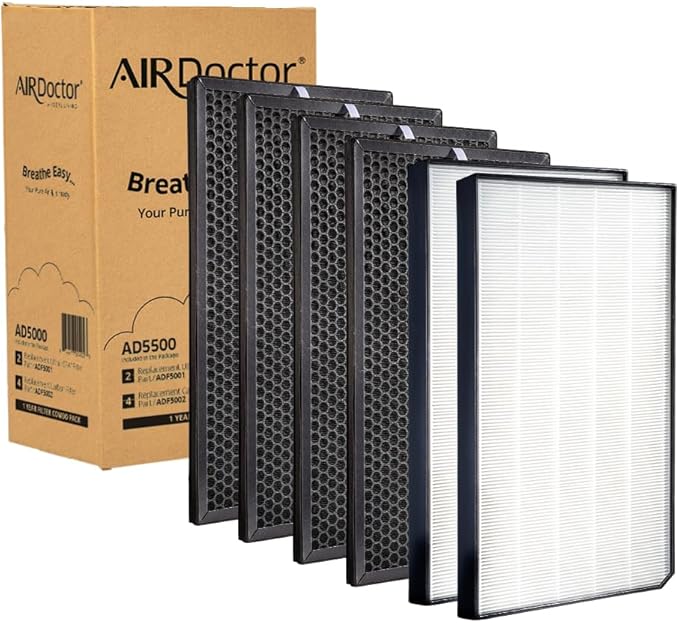 AIRDOCTOR AD5000 / AD5500 Genuine Filter Replacement – One Year Combo Pack Includes: Two (2) UltraHEPA Filters & Four (4) Premium Carbon/VOC Filters