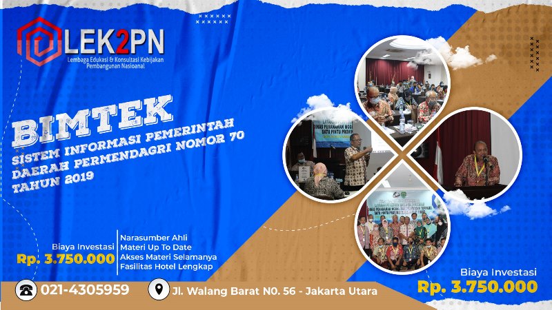 BIMTEK SISTEM INFORMASI PEMERINTAH DAERAH PERMENDAGRI NOMOR 70 TAHUN 2019