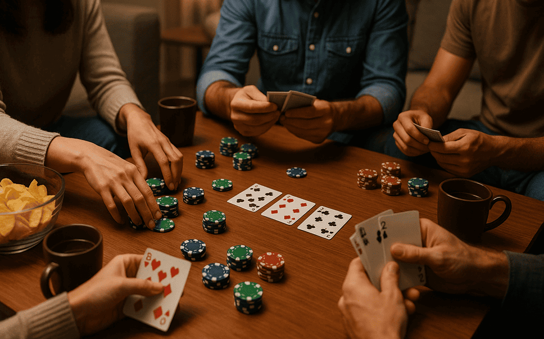 Poker night at home with friends