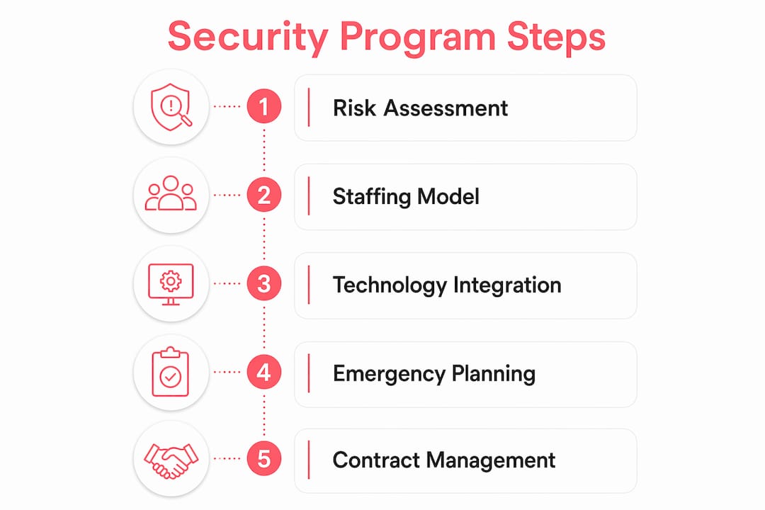 Infographic outlining hotel security program steps