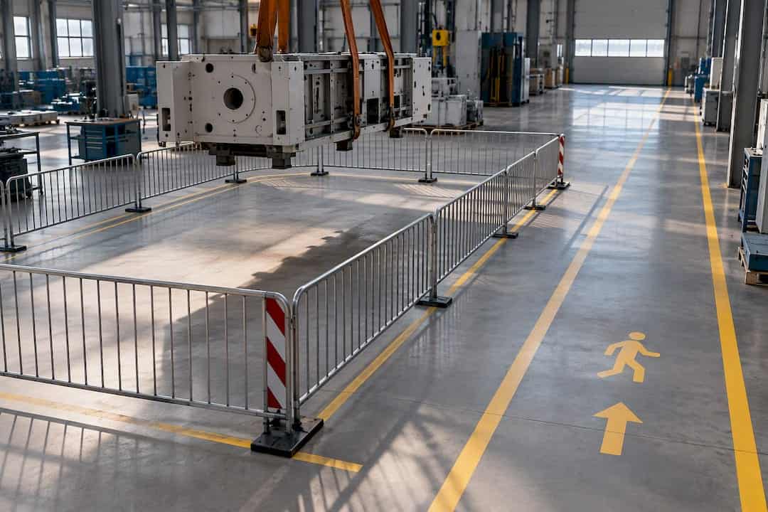 Abgesperrte Hebezone mit freiem Rettungsweg