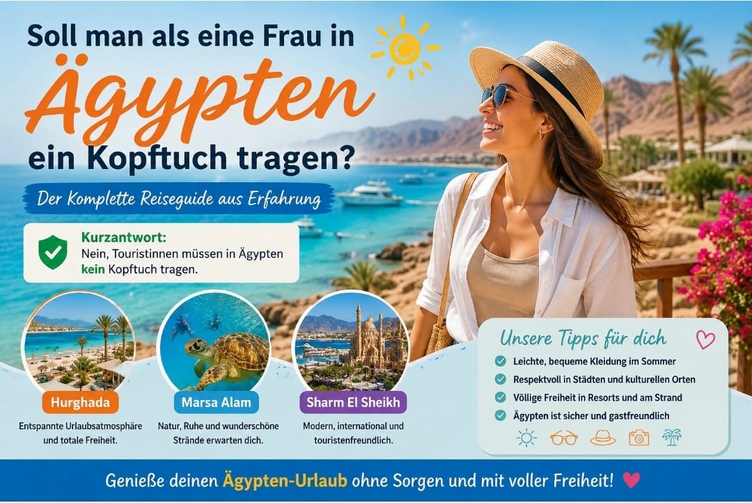 Soll man als eine Frau in Ägypten ein Kopftuch tragen? – Tipps für Touristinnen in Hurghada und am Strand ohne Kopftuch
