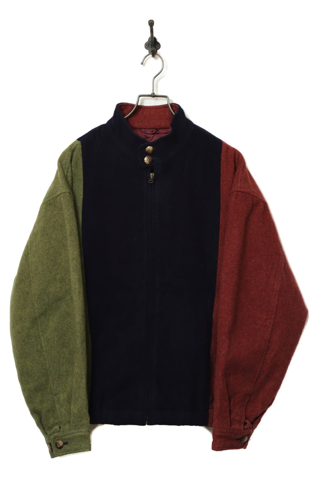 VINTAGE WOOL PANEL BOMBER JACKET/XL