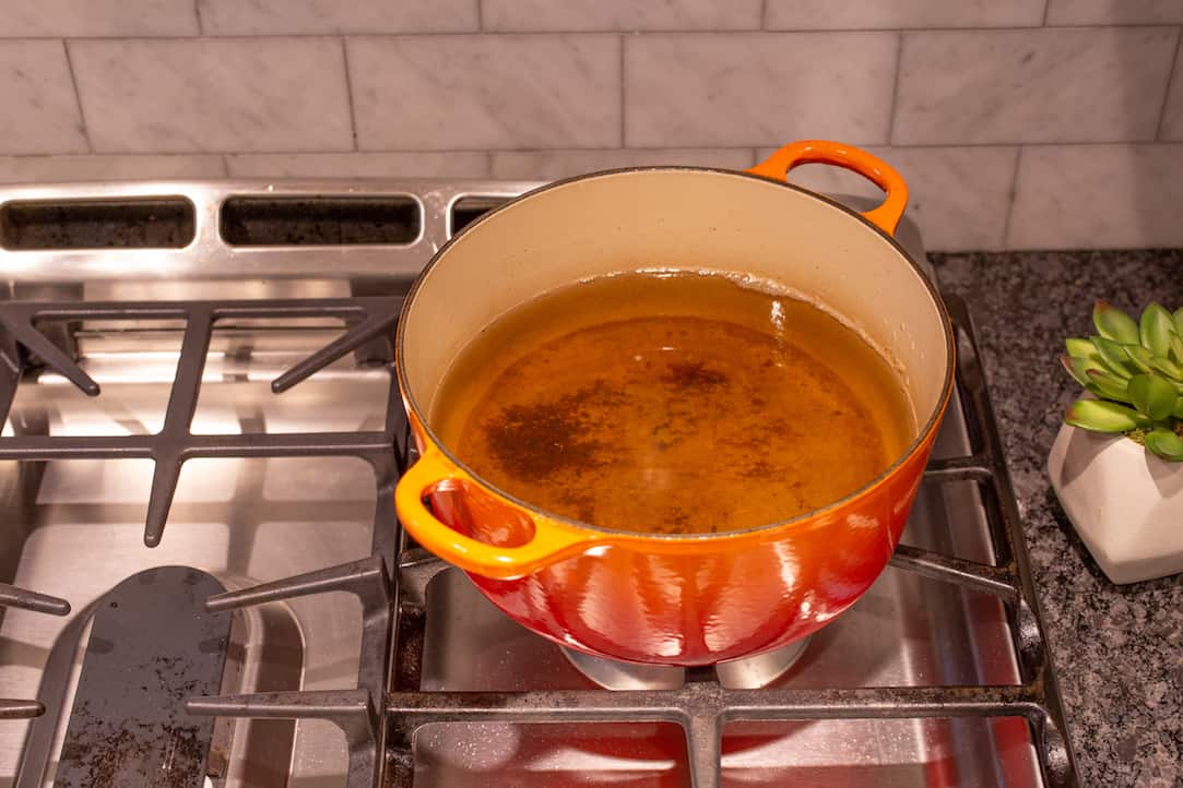 Frying in store dutch oven
