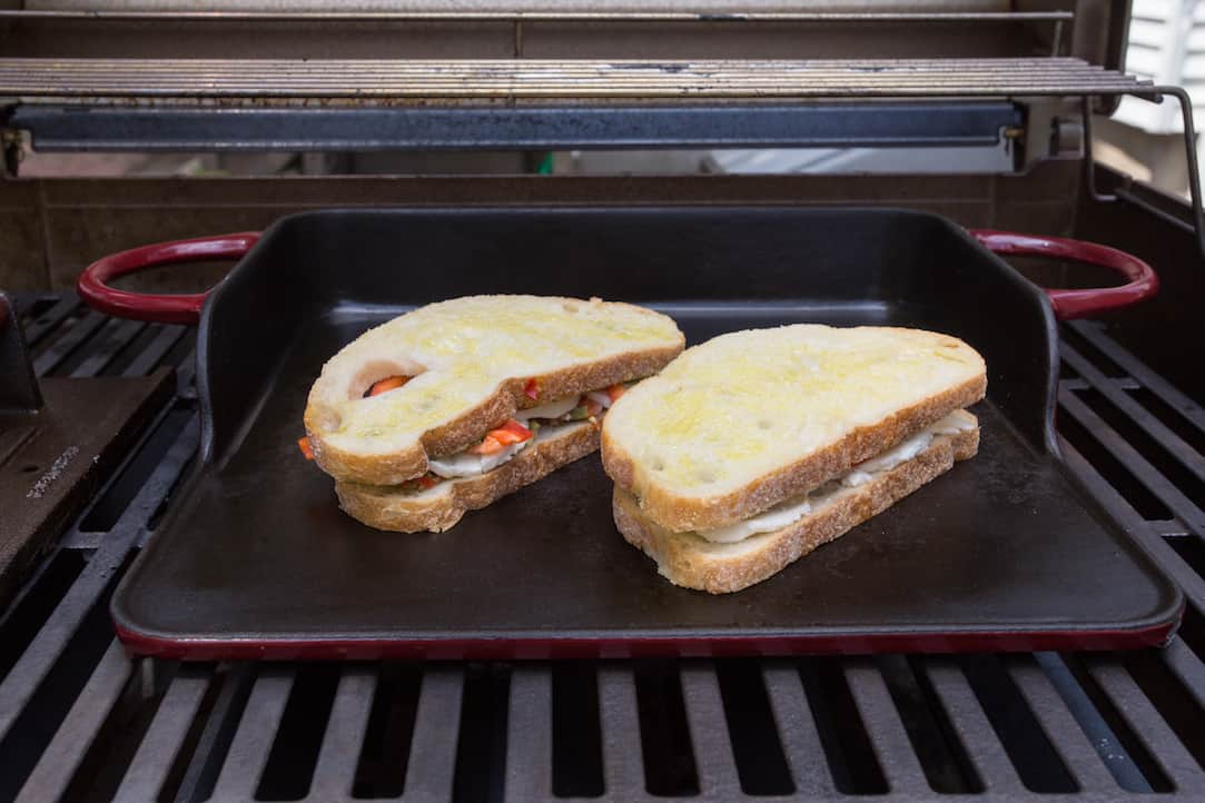 panini sandwiches on the grill