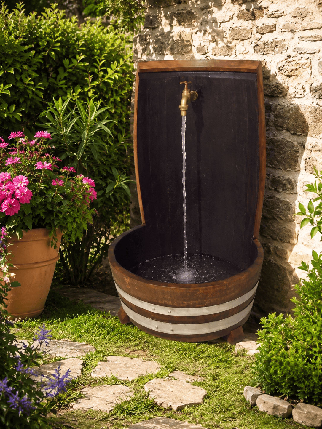 Fontaine De Jardin En Barrique "Modèle Déposé