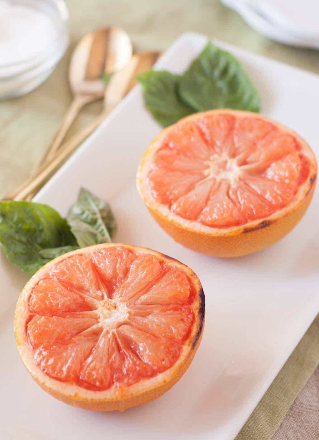 Broiled Grapefruit with Basil