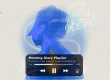 Soothing blue abstract silhouette with musical notes for soul growth and wellness at Soulstice Living.