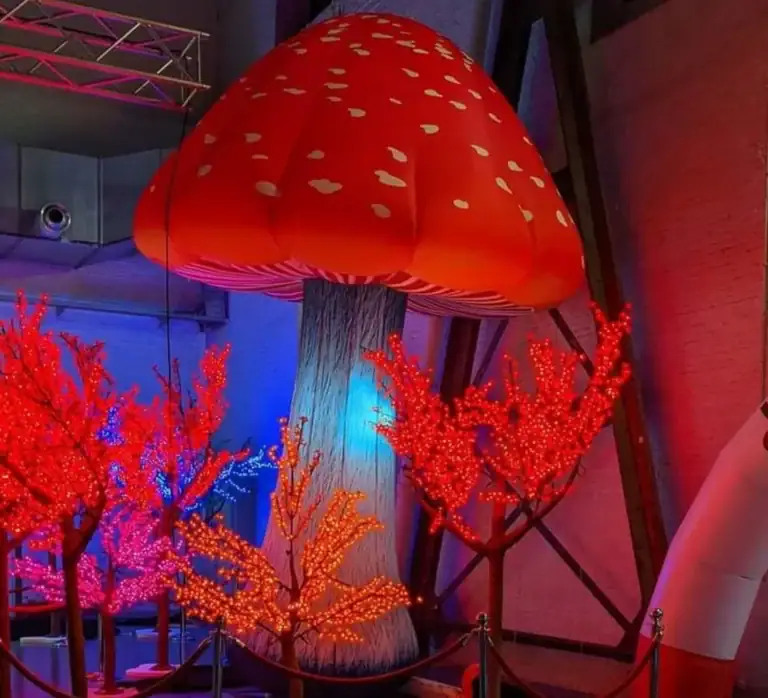 Reuzenpaddenstoel in rood licht