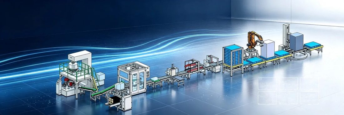 SunAura automated packaging production line 3D layout