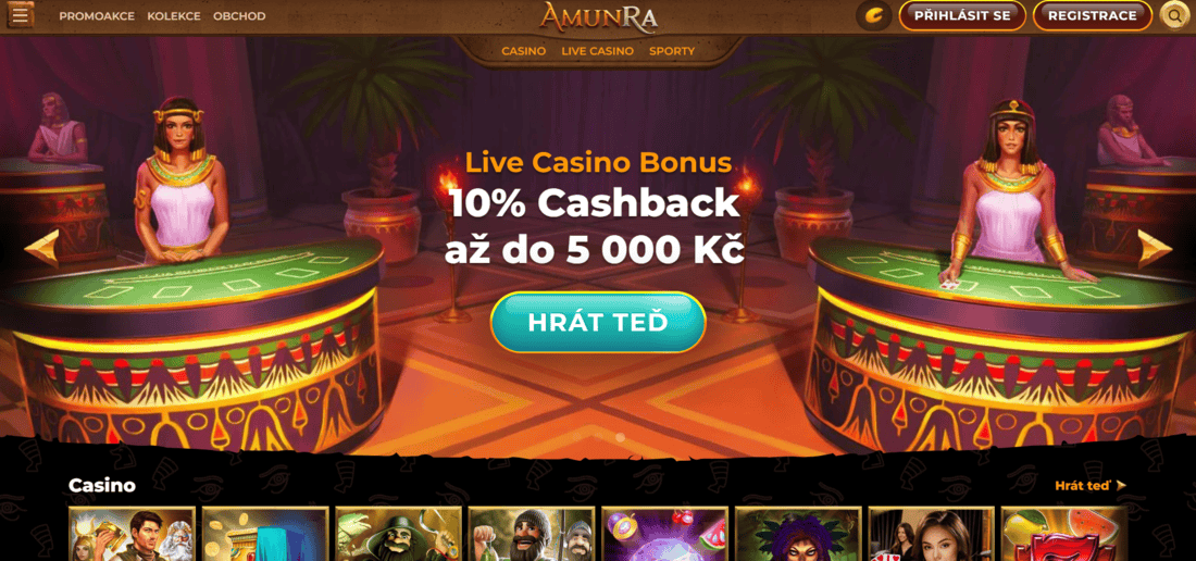 Registrace v kasinu Amun Ra