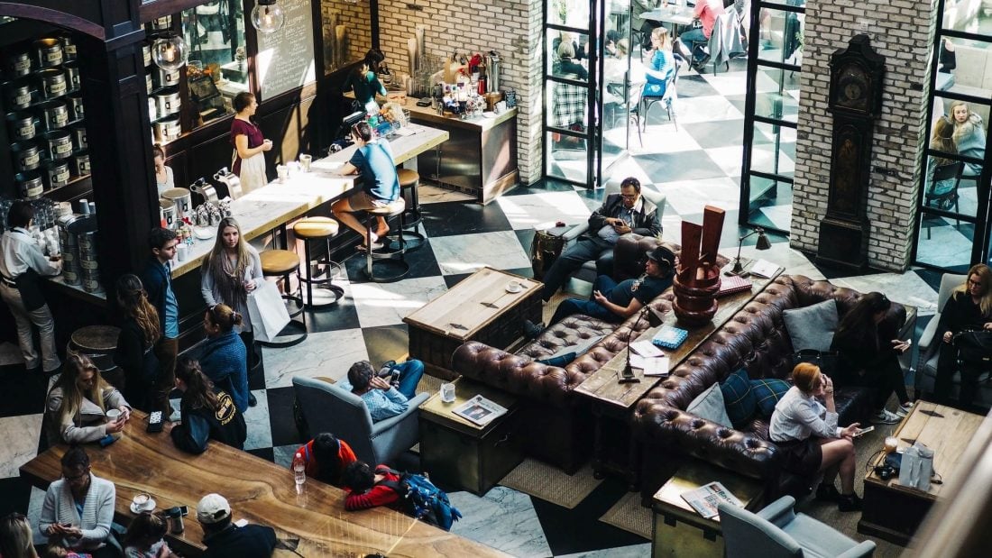 A crowded restaurant.