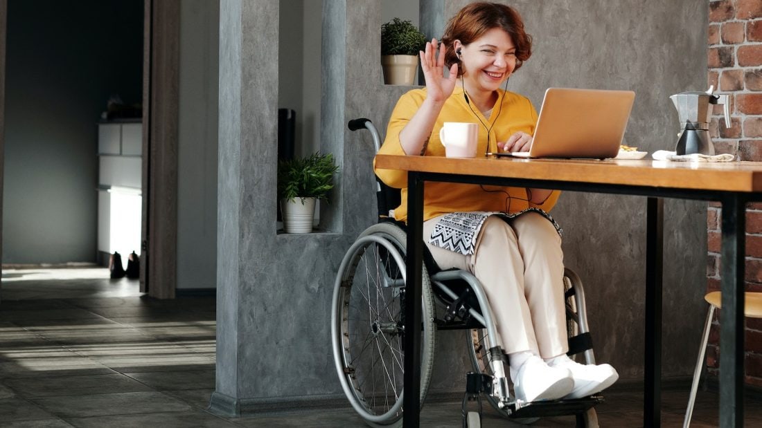 A student with a disability who is learning remotely.