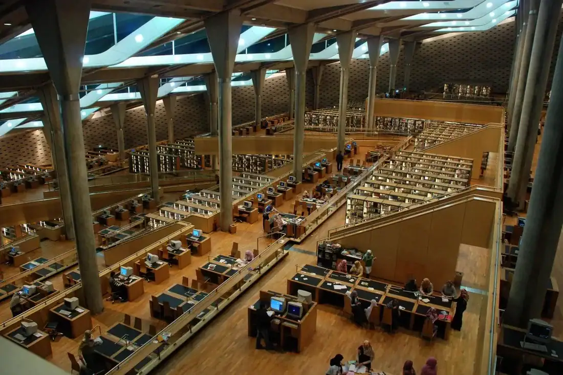 Bibliotheca Alexandrina modern library building beside Alexandria’s Mediterranean waterfront