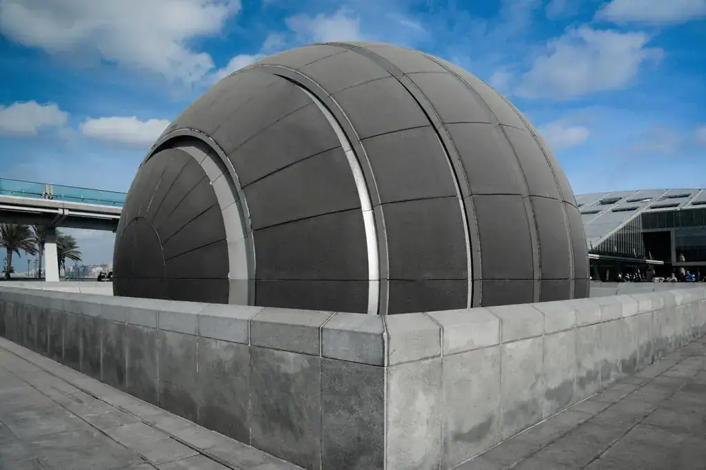 Planetarium sphere and science center beside the Mediterranean