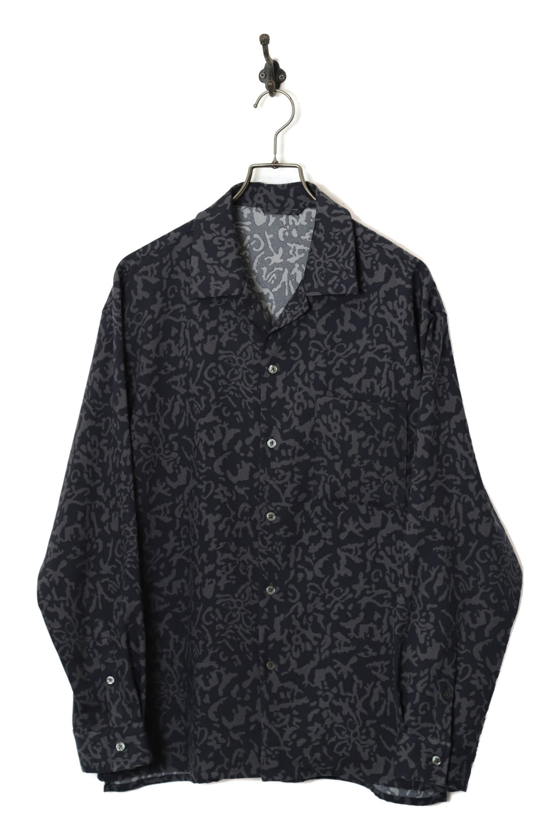 VINTAGE OPEN COLLAR PRINTED SHIRT/XL