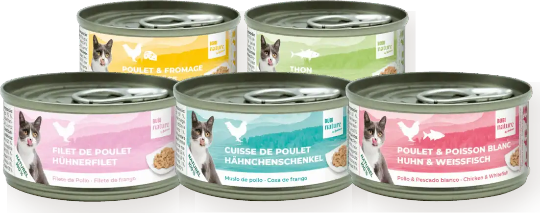 Latas Bubi Nature 100% naturales para gato (varios sabores) — promoción 5+1