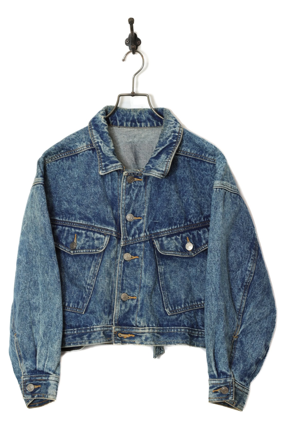 VINTAGE BLEACHED SHORT DENIM JACKET/L