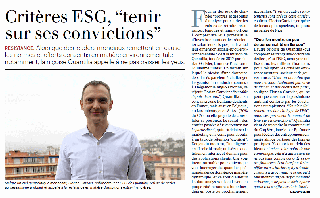 Quantilia ESG - Expert in environmental, social, and governance data analysis for sustainable invest.