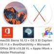 macOS Sierra 10.12 + OS X El Capitan 10.11.6 + BootDiskUtility + Microsoft Office 2016 15.28 VL + Apple iWork + Adobe Photoshop for Mac