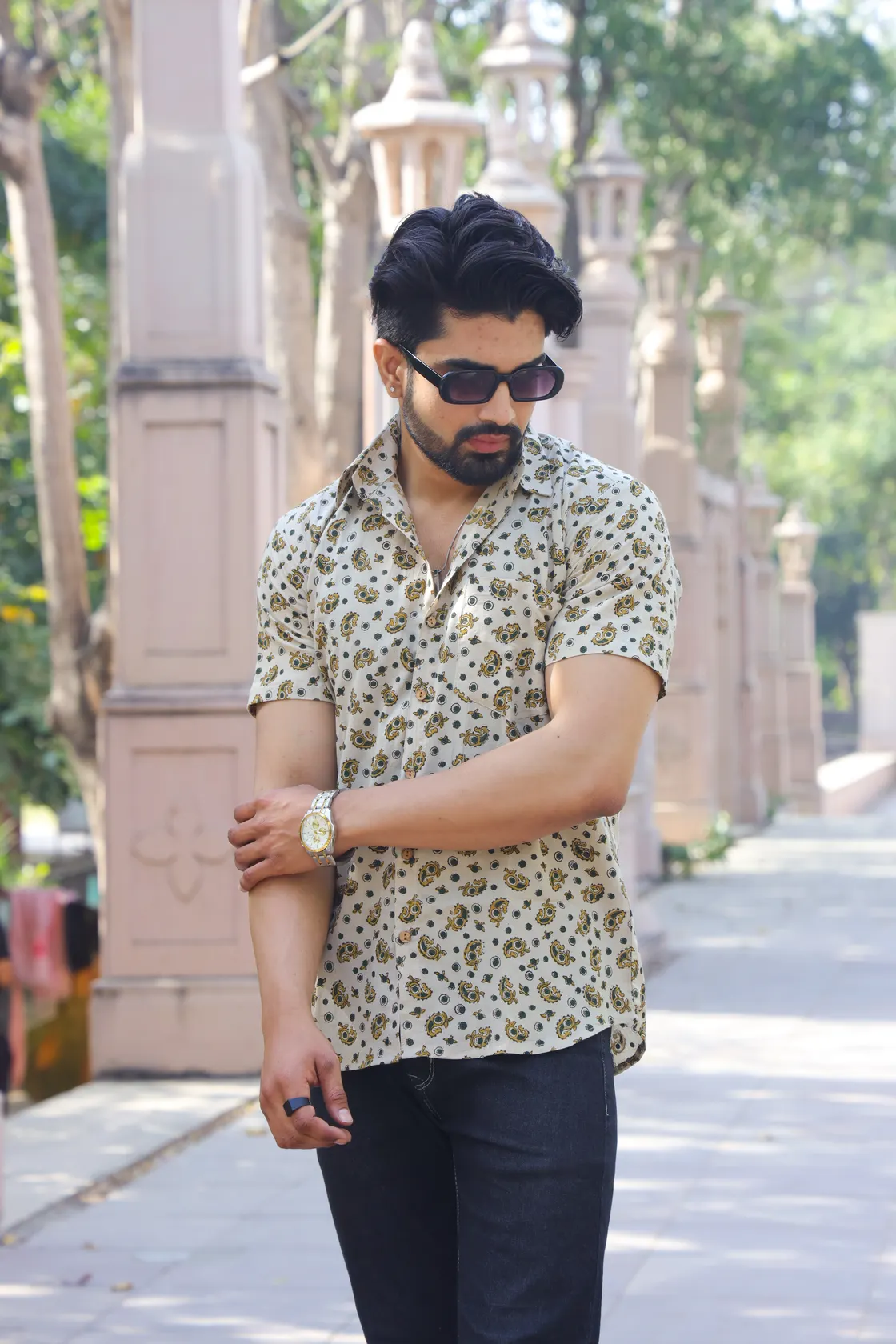 Bagru Print Cotton Half Sleeve Shirt