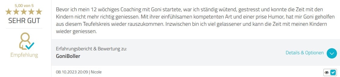 Kundinnenfeedback zu Goni Bollers Mama Coaching