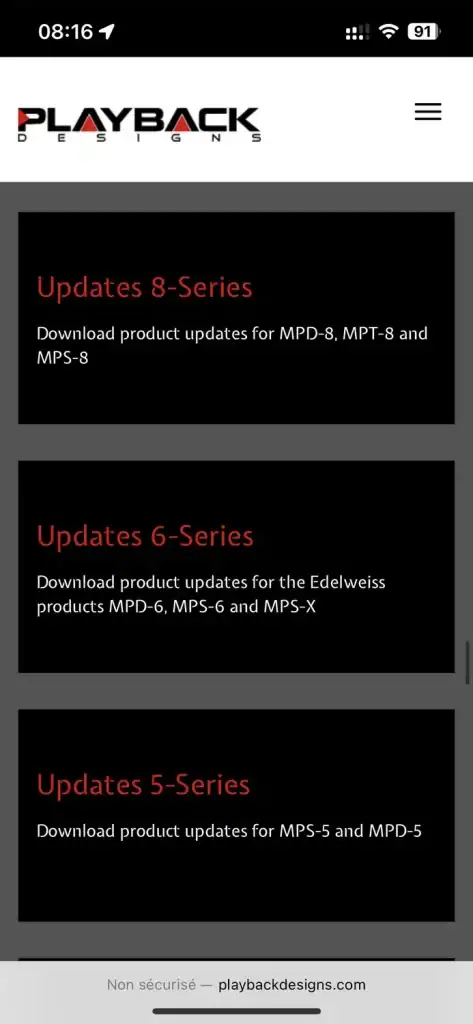 03 - Cliquez sur le pavé « Updates X-Series », le X correspondant la série de votre appareil