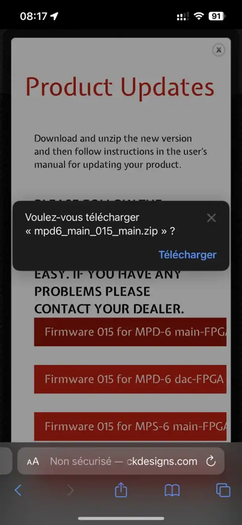 05 - Confirmez le téléchargement du fichier compressé (.zip) sur votre appareil