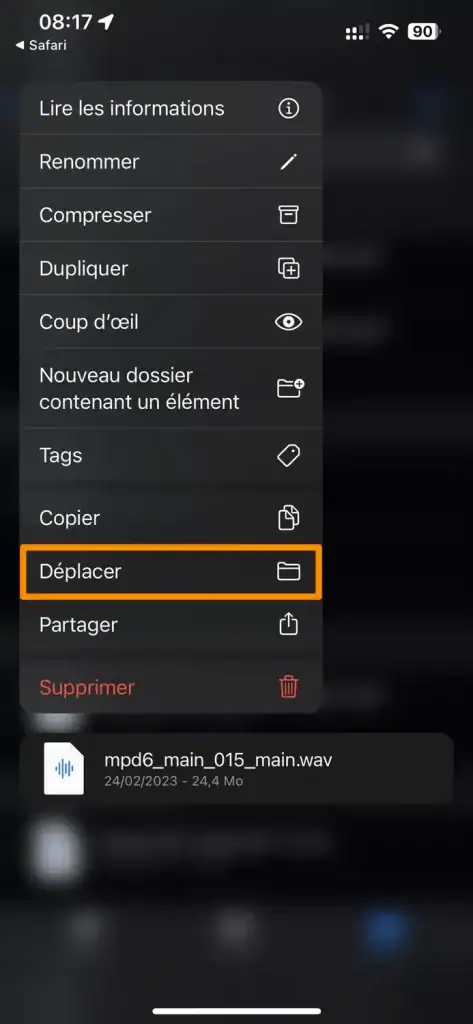 09 - Sélectionnez la fonction "Déplacer"