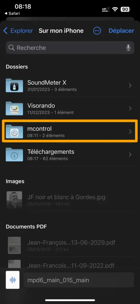 10 - Choisissez le répertoire "mControl"