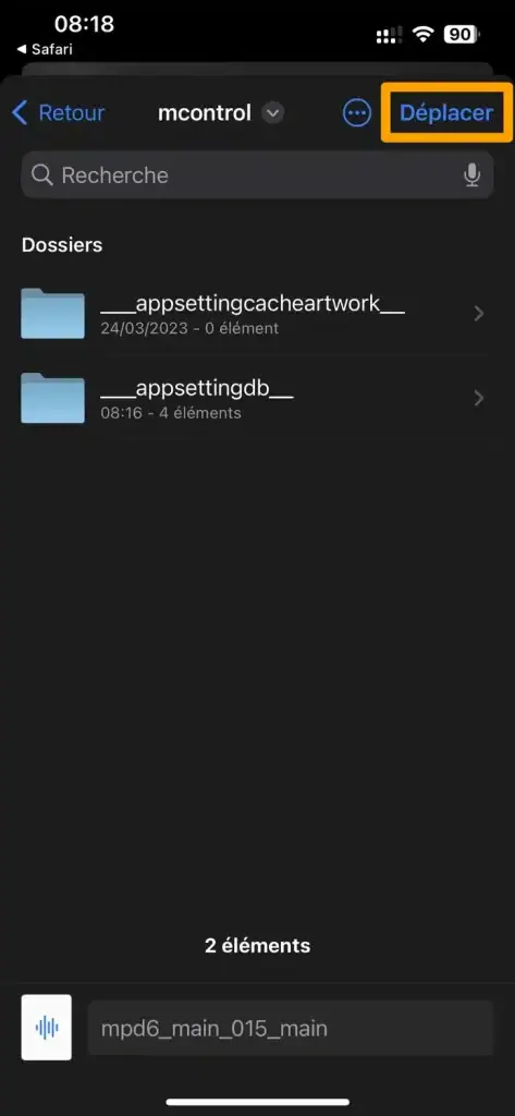 11 - Cliquez sur le bouton "Déplacer"