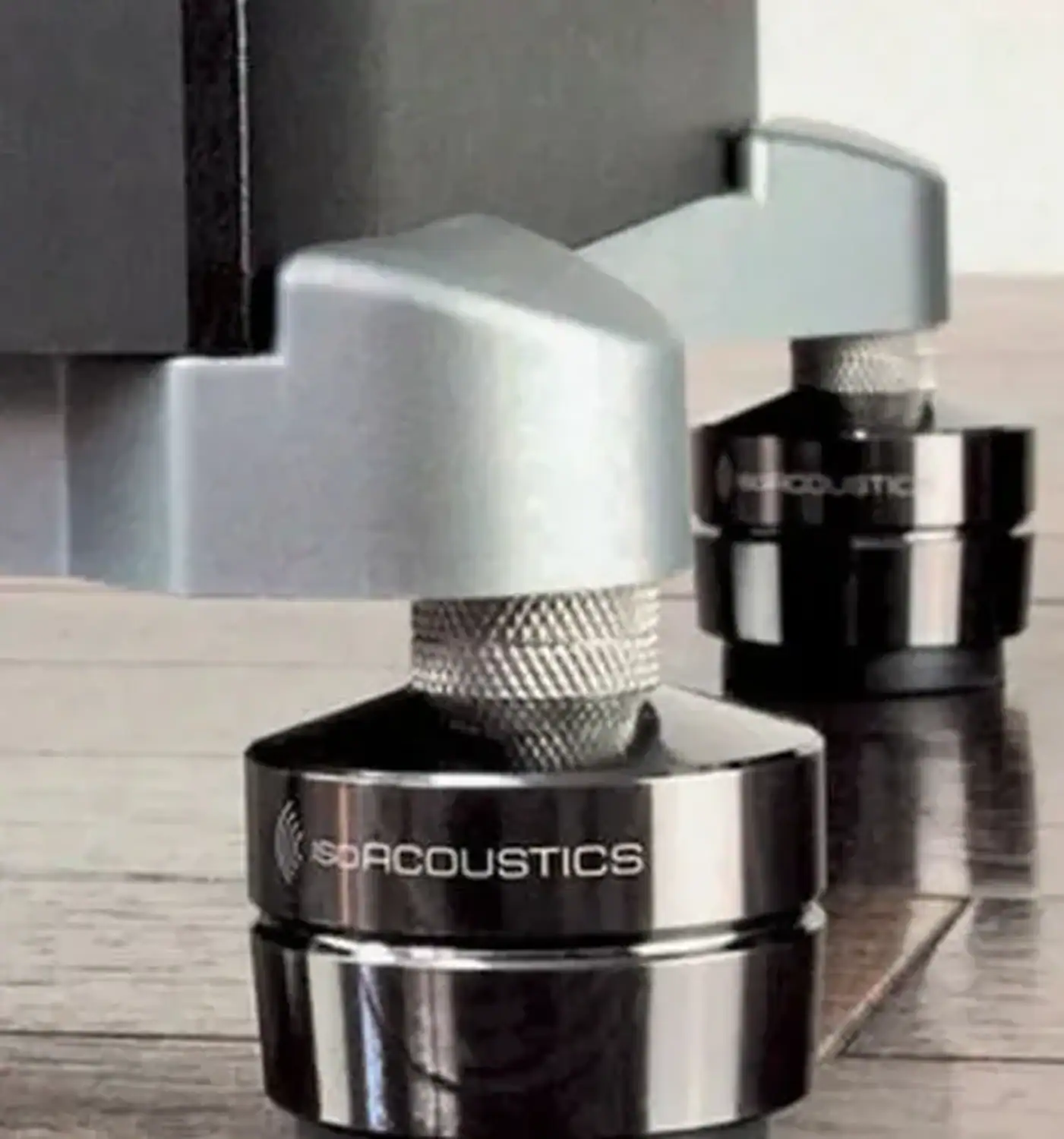Isoacoustics Gaia III en situation sous une enceinte