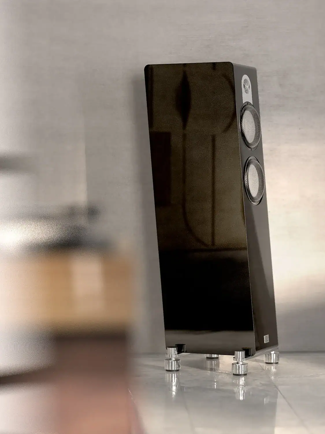 Marten Parker Trio finition bois brillant vue de gauche éloignée