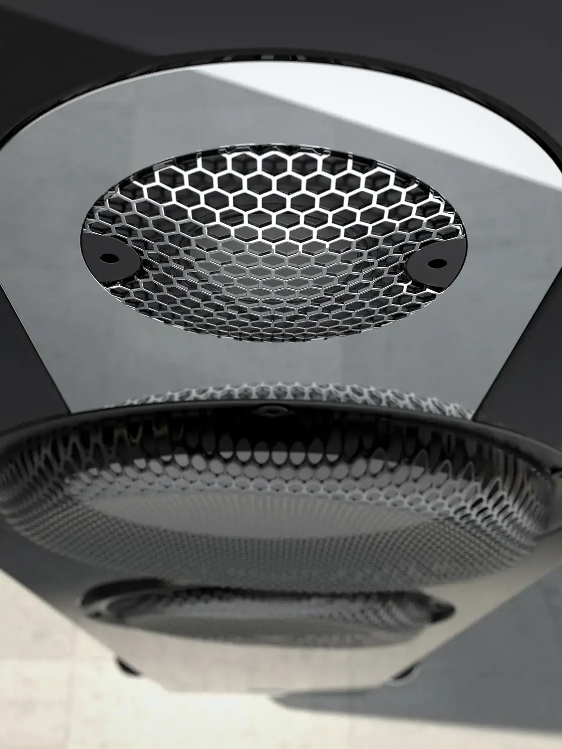 Marten Parker Trio finition noire vue de dessus avec le tweeter et sa plaque métallique