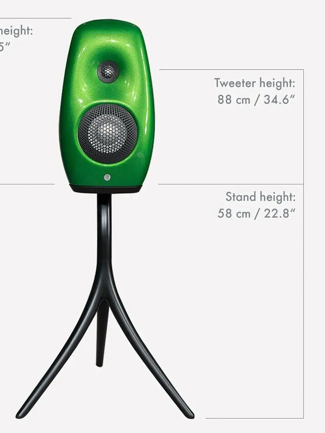 Vivid Audio Kaya S12 avec les dimensions en pouces et en centimètres