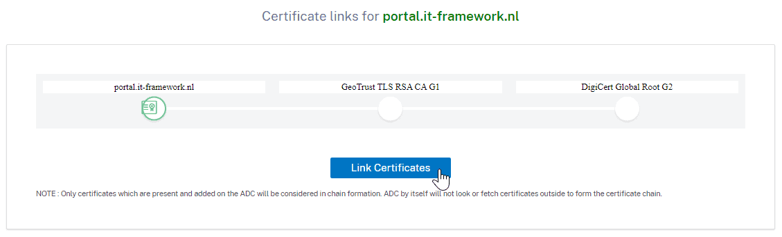 Create link between certificates