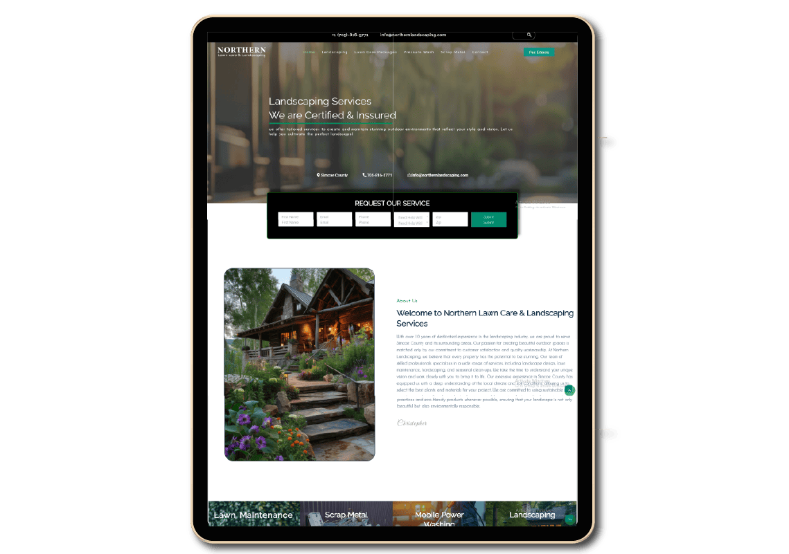 northern property services website tablet view