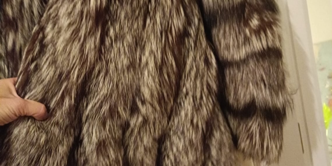 CHAQUETON DE ZORRO POLAR ARGENTE