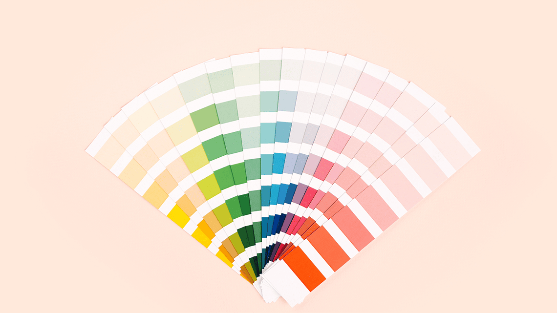 a fan of colour cards
