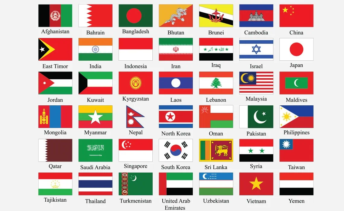Bandeiras dos países da Ásia
