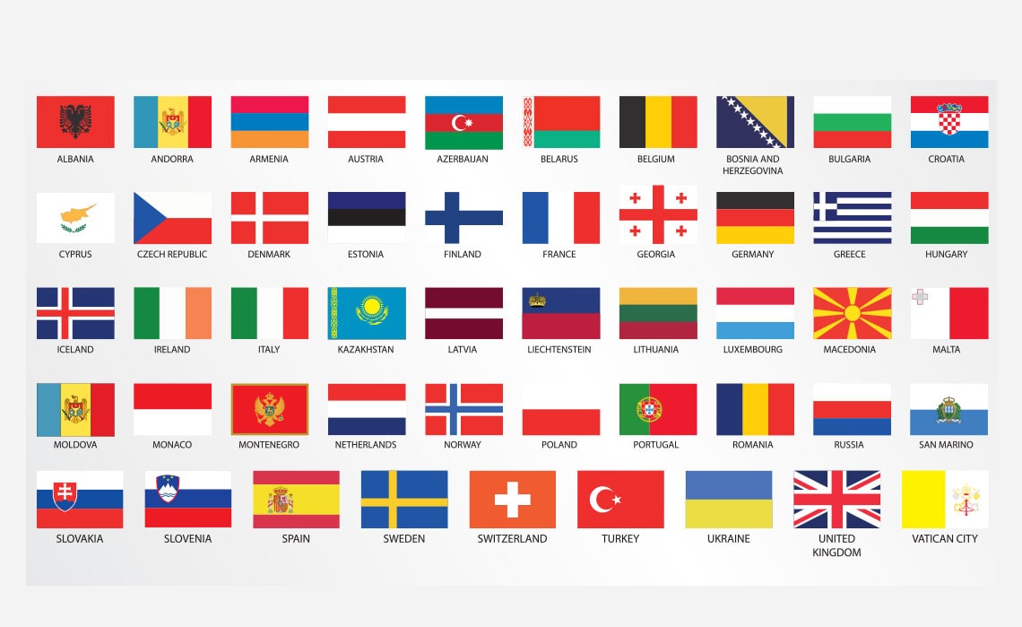 Bandeiras dos países da Europa