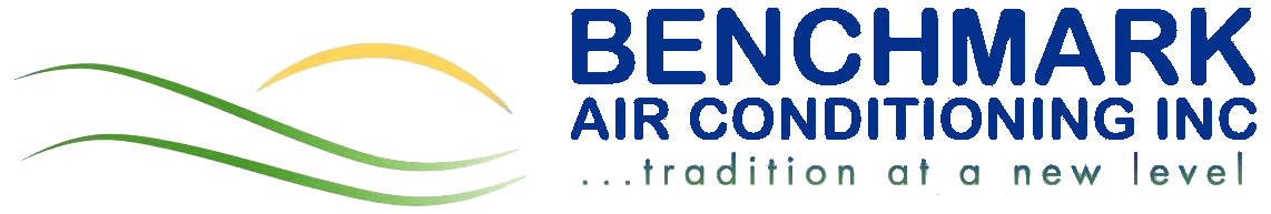 Benchmark Air Conditioning logo with blue and white color theme