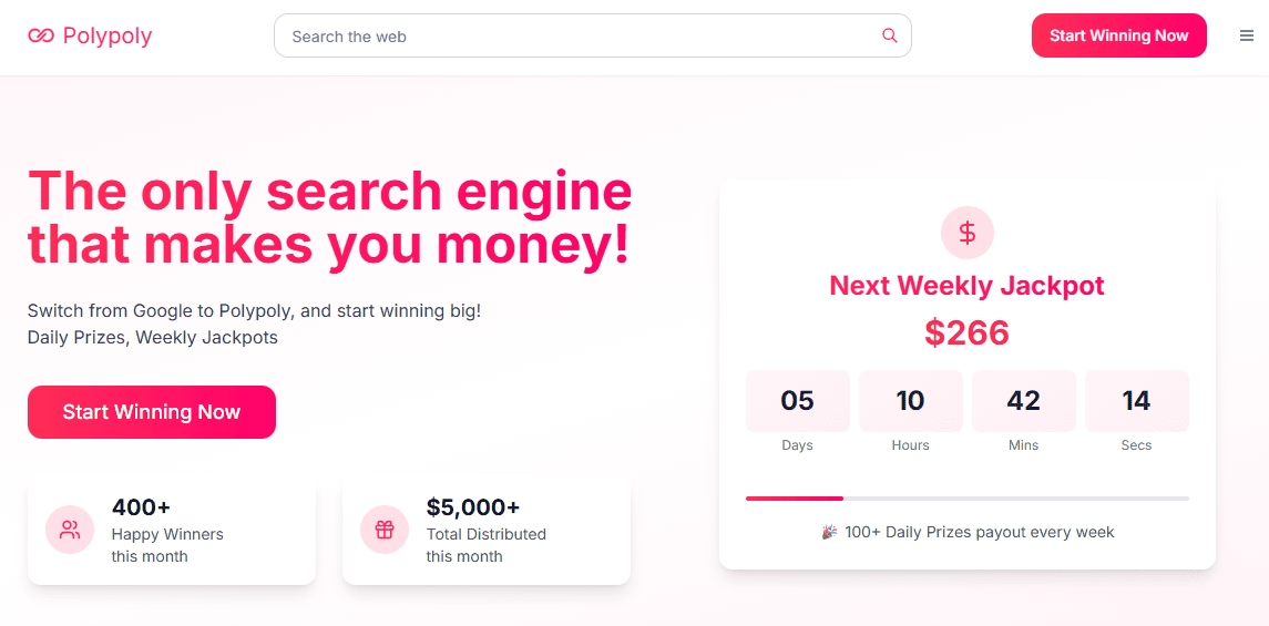 Polypoly sweepstakes search engine