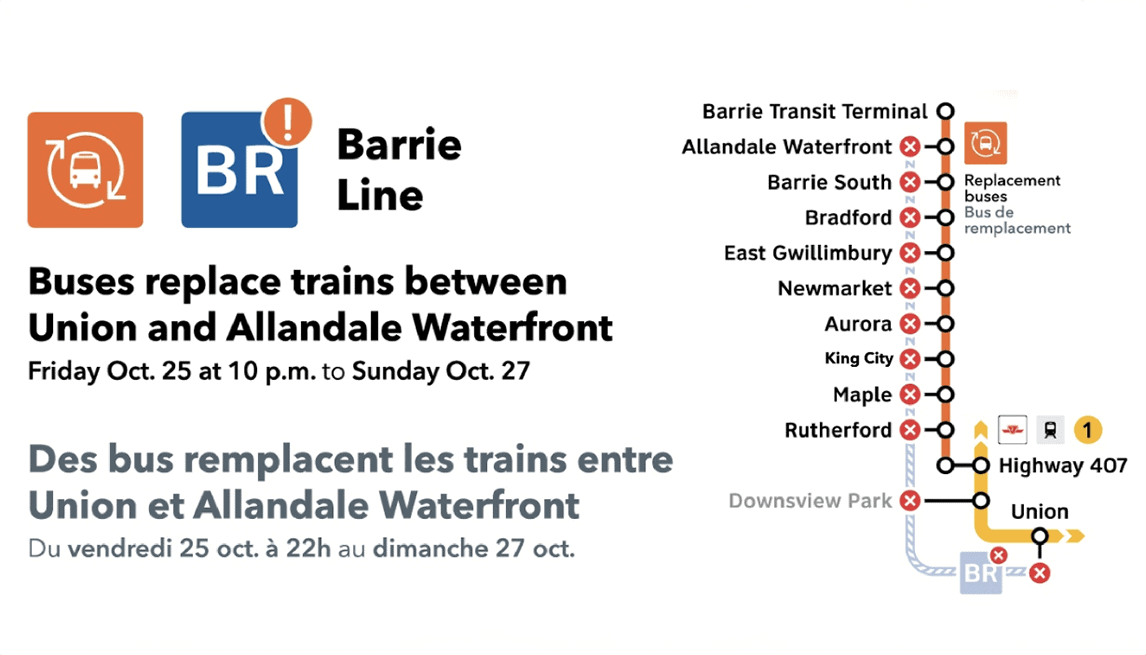 No Barrie GO Train service again this weekend, buses running instead
